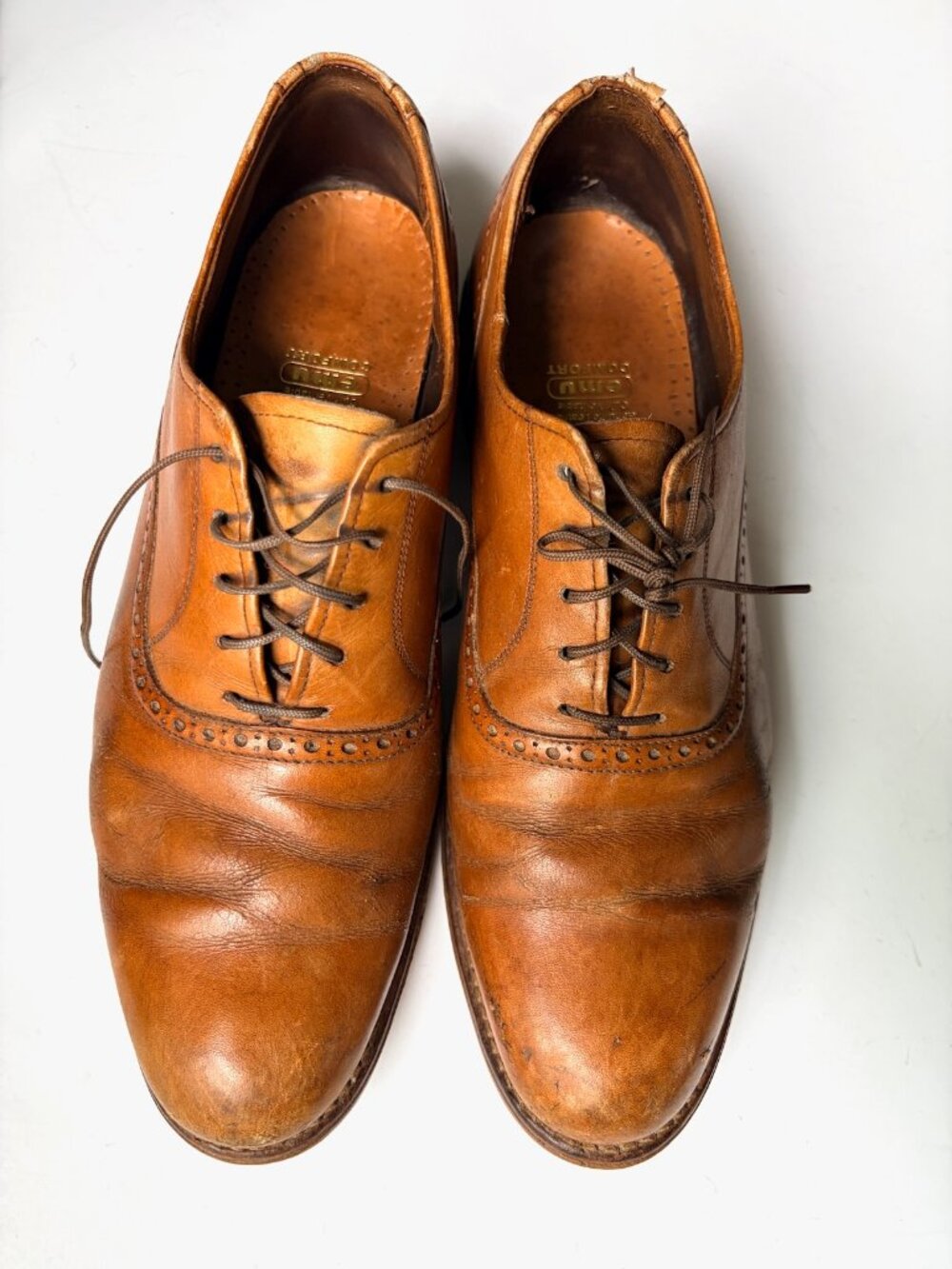 Vintage Bass Brown leather oxfords Mens 9 M Plain Toe USA casual dress shoes